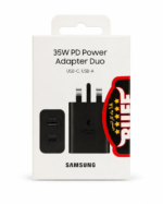 شارژر ۳۵ وات سامسونگ اورجینال مدل EP-TA220 با دو پورت USB-C و پشتیبانی از شارژ فوق سریع و PPS؛ مناسب شارژ همزمان گوشی و گلکسی واچ. خرید با ضمانت اصالت.