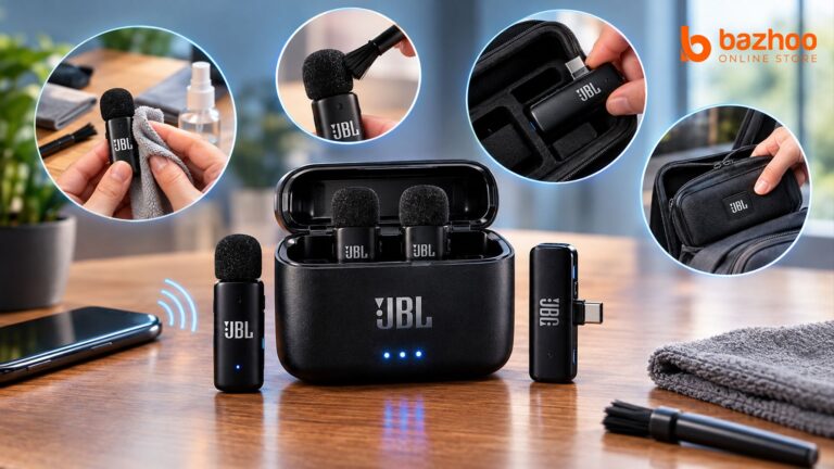 نگهداری میکروفون JBL با روش تمیزکاری و حمل ایمن گیرنده، گیره و کپسول برای استفاده روزمره