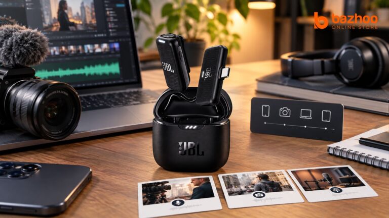 ست میکروفون بی سیم JBL همراه با کیس شارژ، فرستنده‌های دوگانه و گیرنده پرتابل
